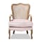 Baxton Studio Vallea Pink Velvet Upholstered White-Washed Oak Wood Armchair 156-9493 - alternate 4